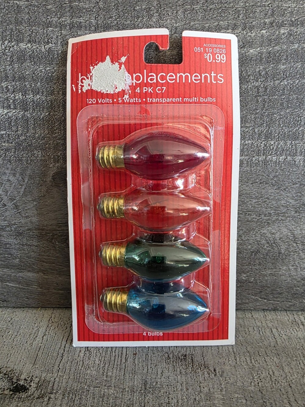 Target NOS Holiday C7 Replacement Bulbs 4 Pack Multi Color Transparent 124g
